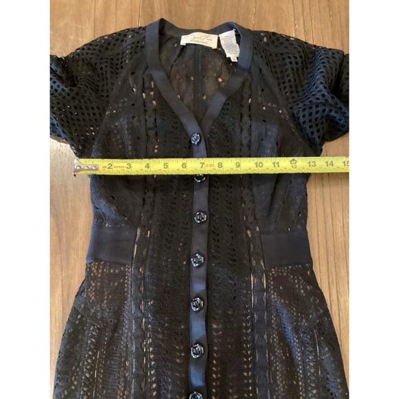 Anthropologie Beguile Byron Lars Mona Black Lace Button Front knit midi Dress 0 - Picture 4 of 12